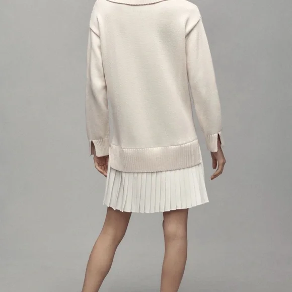 Anthropologie English Factory Elegant Cream Twofer Sweater Dress - Picture 3 of 5